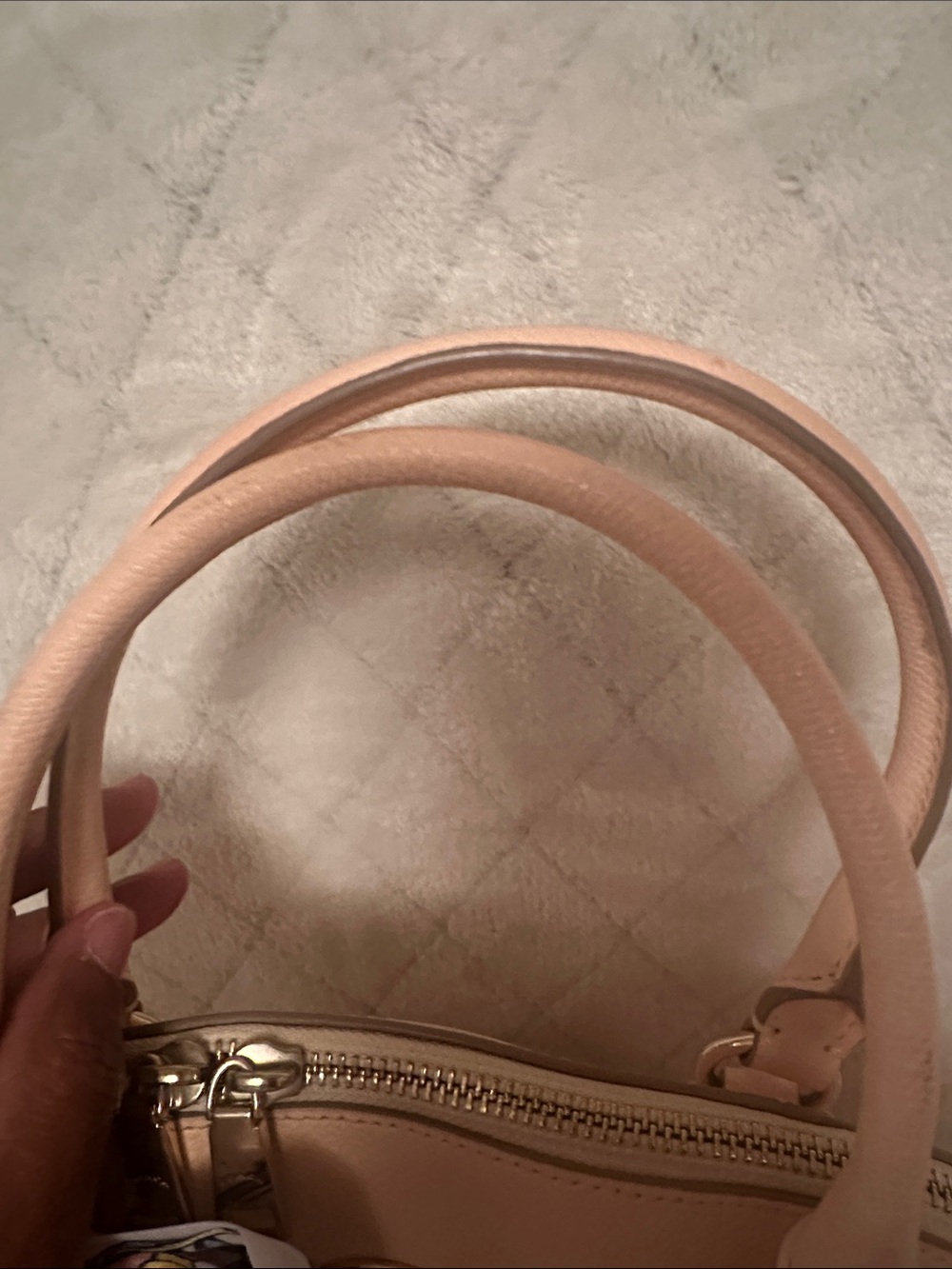 Coach Pebbled Leather Dome Satchel in Pale Pink and White - Picture 6 of 11